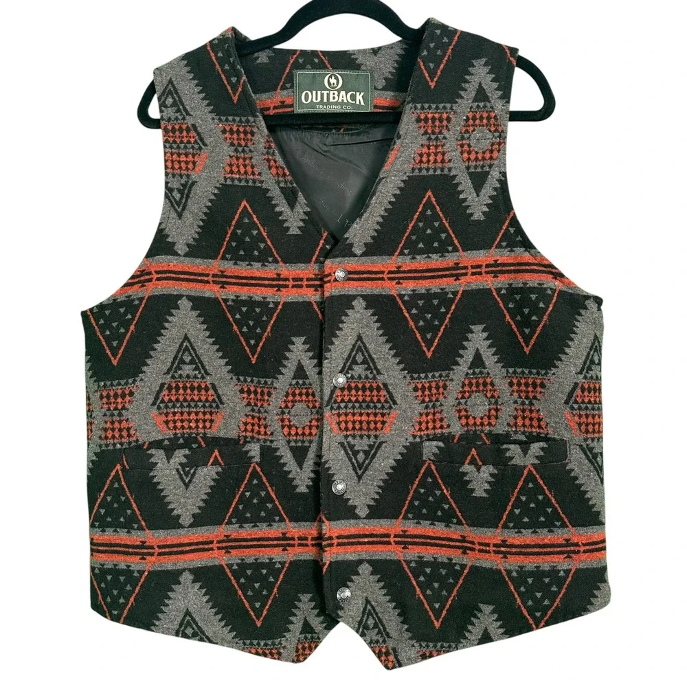 Outback Trading Co Owen Vest 29737 Southwest Wool Blend Aztec Mens LG Western